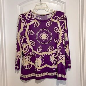 BEAUTIFUL J. McLaughlin top Purple w/ Cream design Classic Style w/Comfort XL